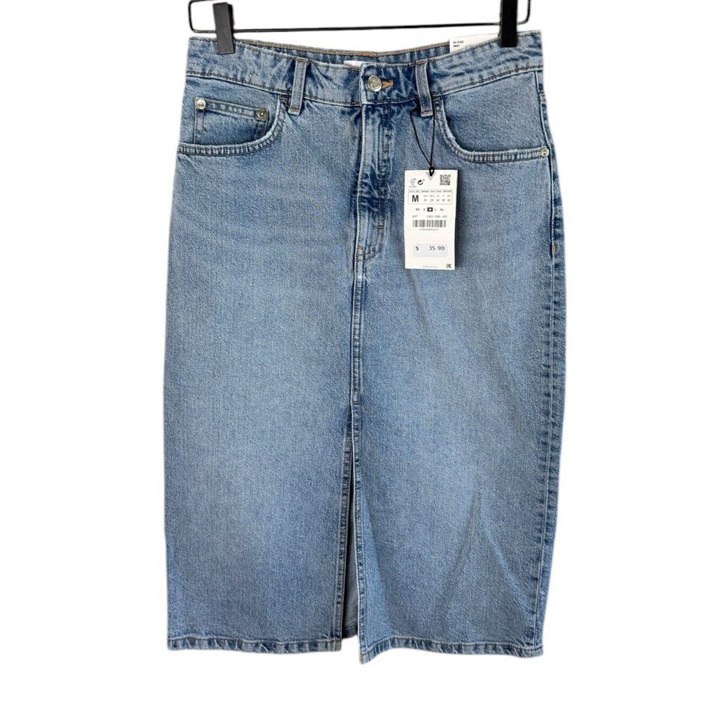 Zara Women’s Sz Medium High Rise Midi Denim Skirt